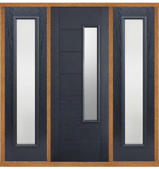 GRP Newbury Grey Front Door with Sidelights